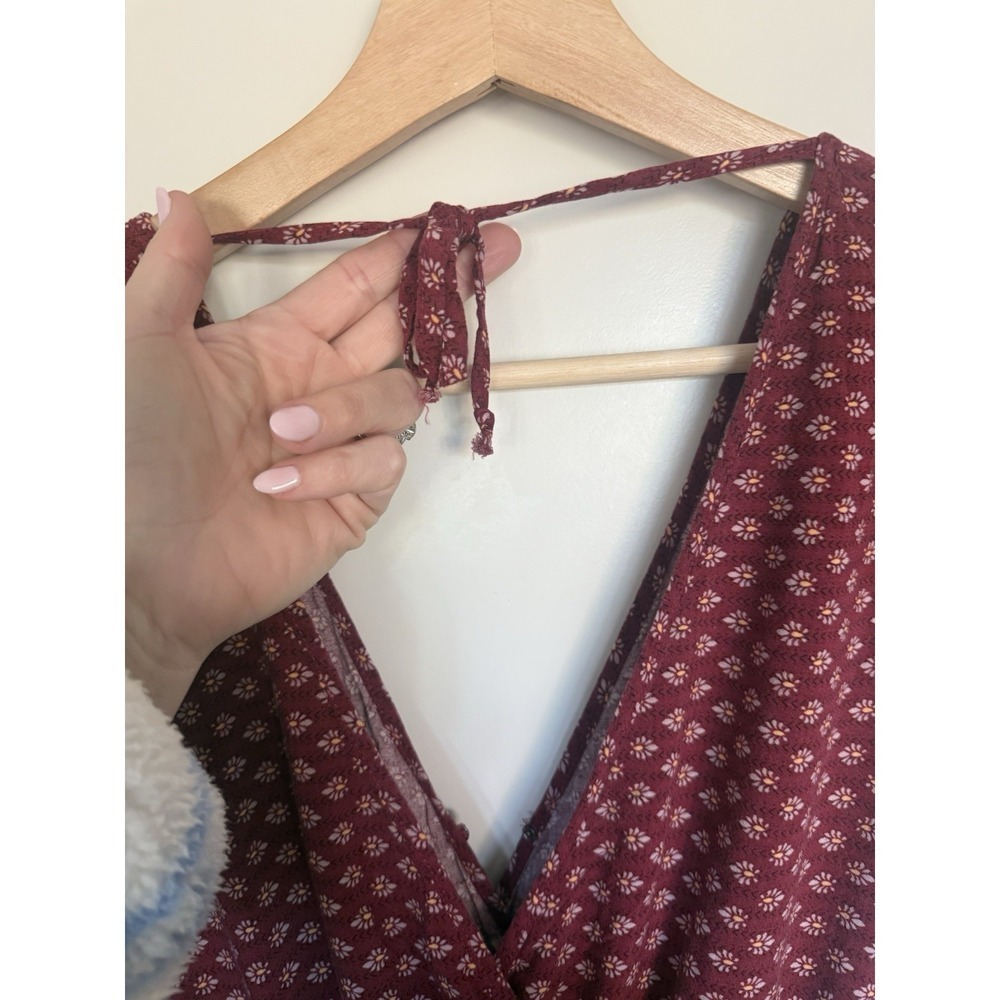 Boho Red Floral Long Dress Size Small Cottagecore  Romantic  Band Of Gypsies - Picture 8 of 10